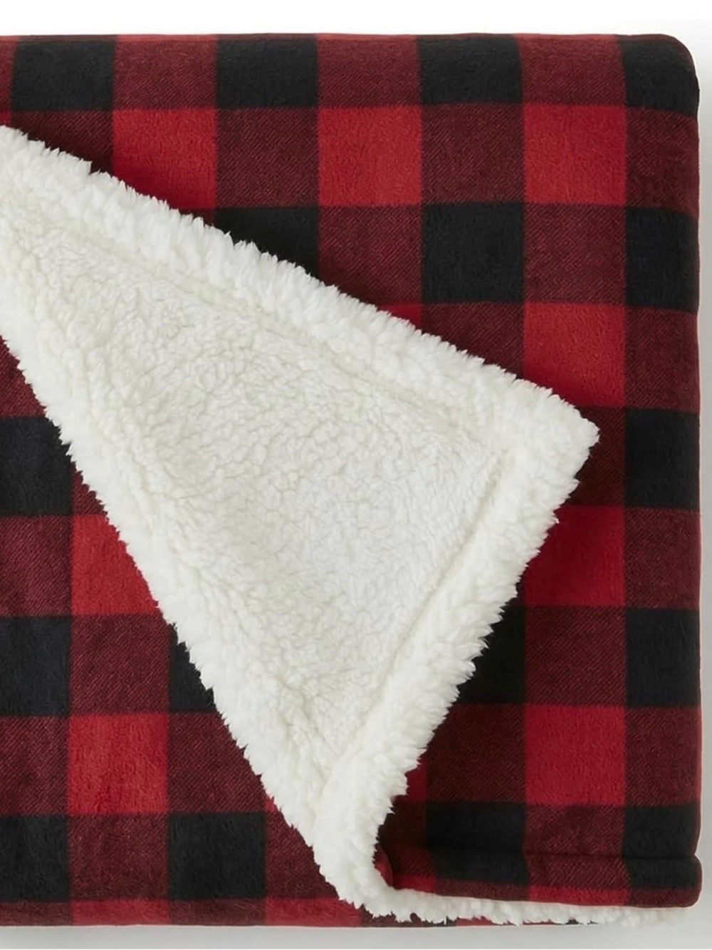 Eddie Bauer Red and Black Plaid Sherpa Throw Blanket. 50X60. FREE SHIPPING. - Picture 3 of 3